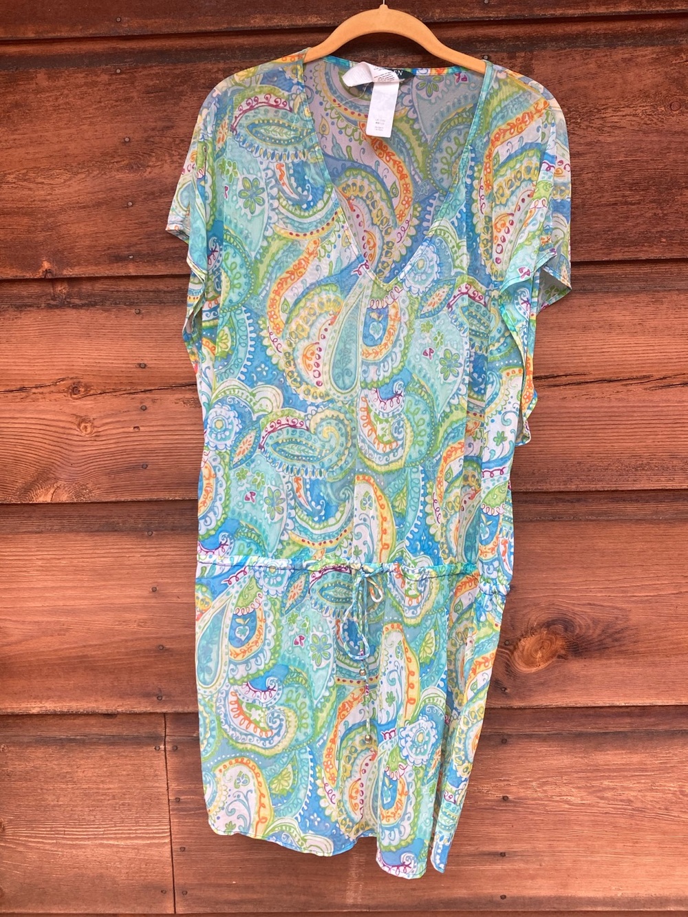Paisley Sheer Dress Drawstring Waist